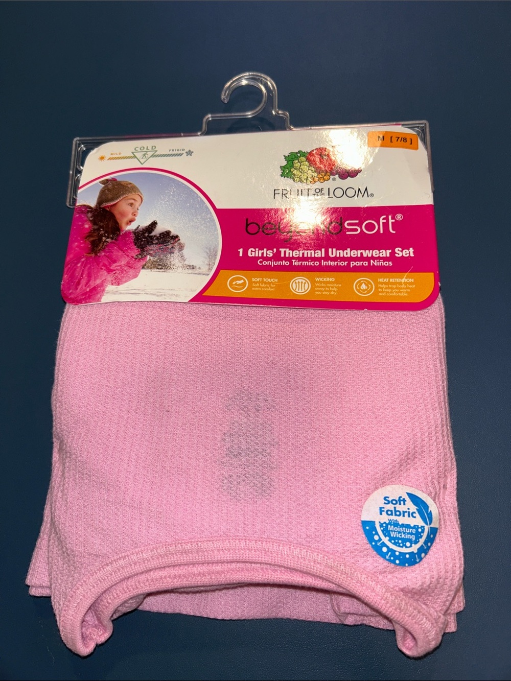 NWT- Fruit of the Loom Girls' Light Pink Thermal Underwear Set